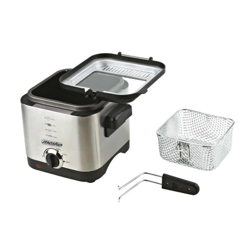 Mesko Home MS 4910, Fritös, 1,5 l, Single, Svart, Satinstål, Rotations-, Fristående, bild 2