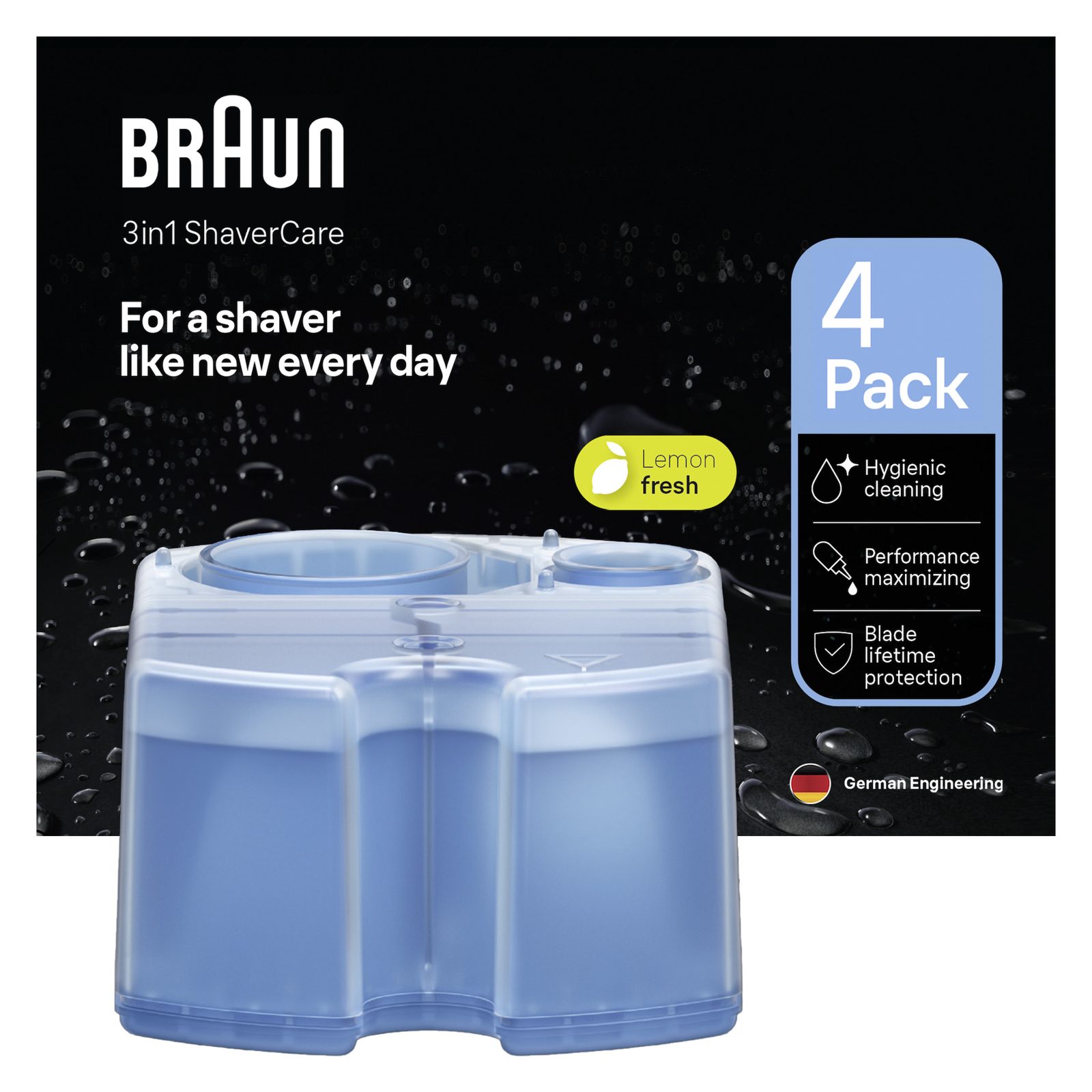 Braun CCR4 3-i-1 Shaver Care-rengöringspatroner, 4 st