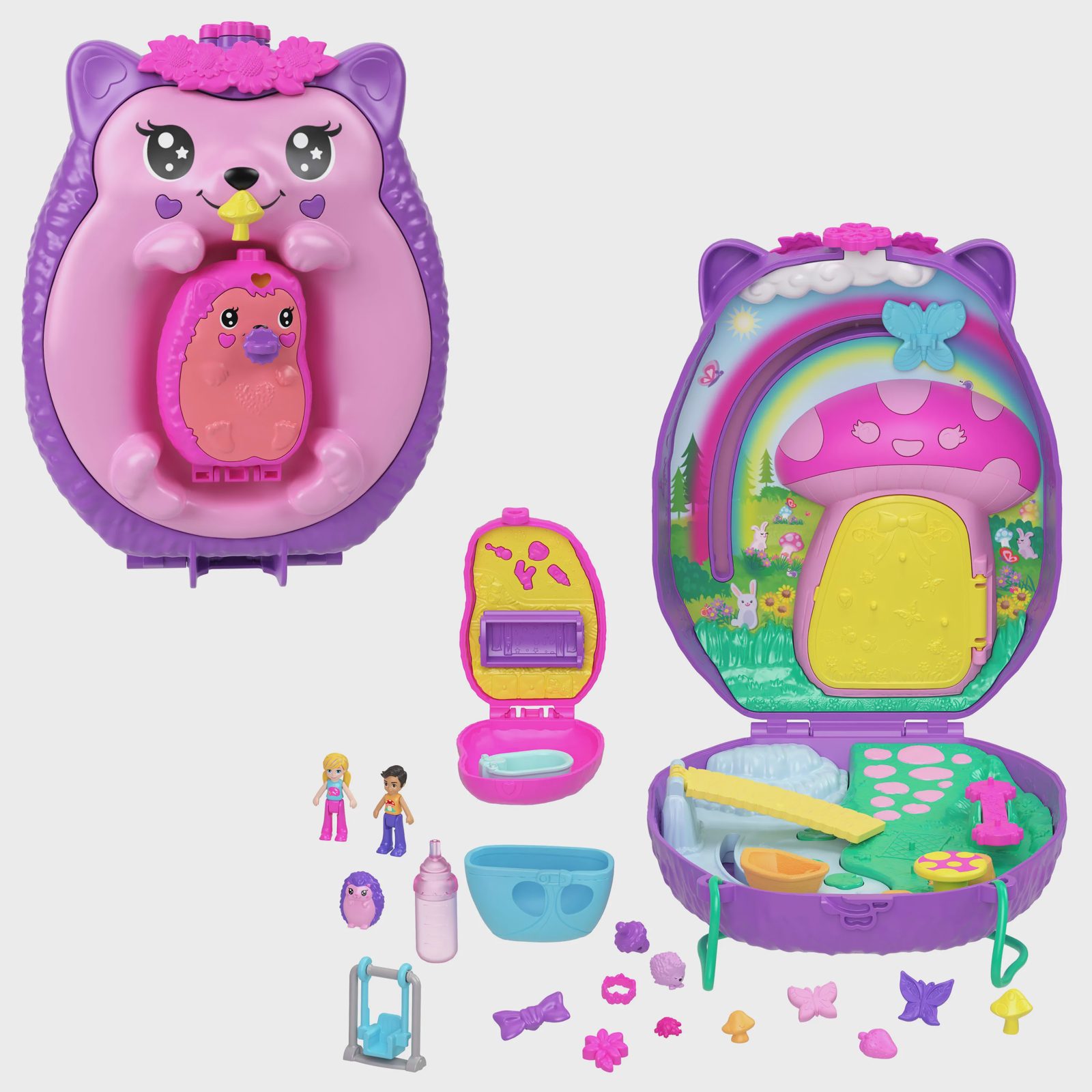 Polly Pocket Wearable Hedgehog Mom & Baby Compact