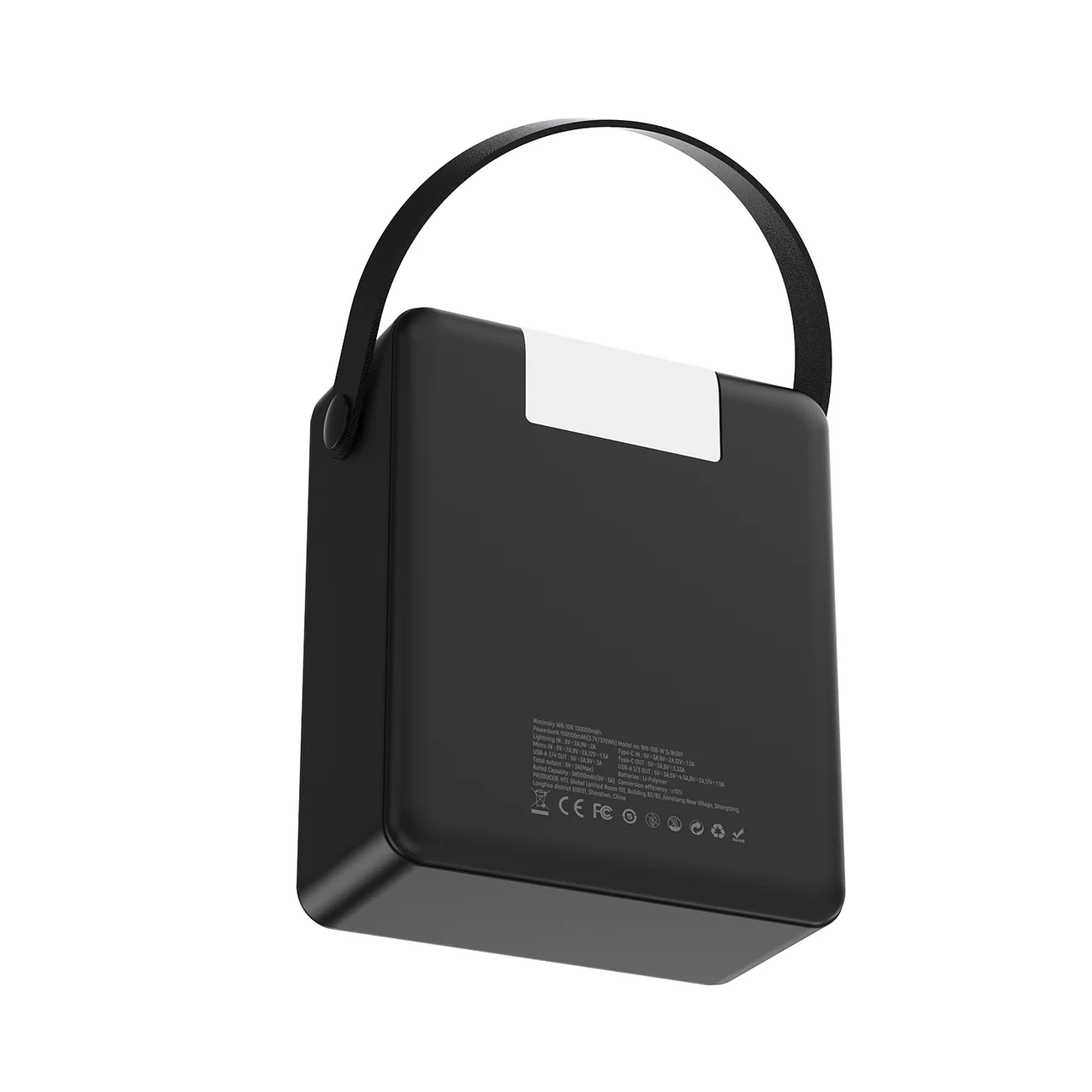 Wozinsky W8-B 100 000 mAh 30 W powerbank med 2 USB-A- och 2 USB-C-portar samt ficklampa – svart, bild 4
