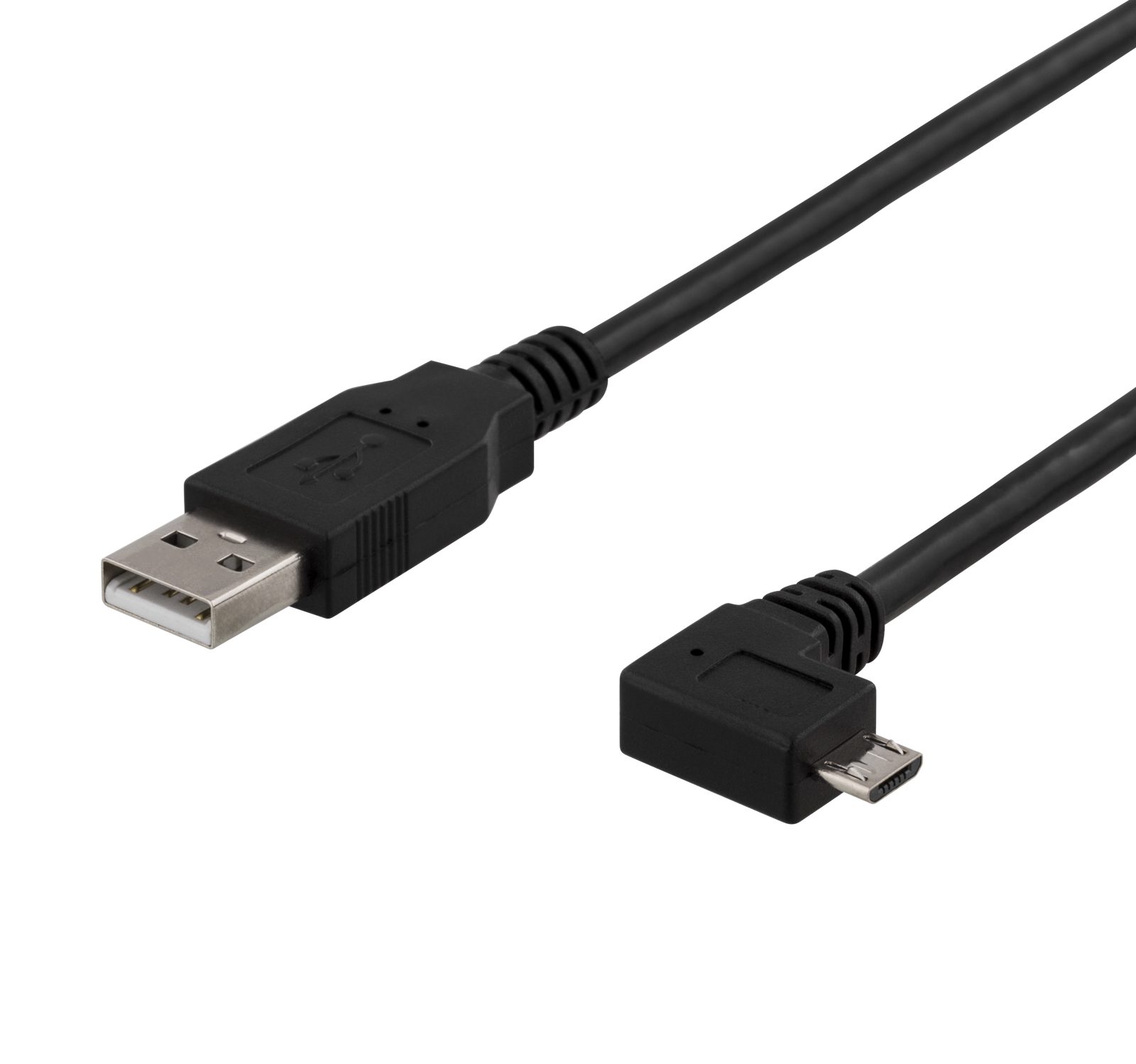 USB 2.0-kabel A ha till Micro B ha, 2 meter, svart, vänstervinklad, bild 3