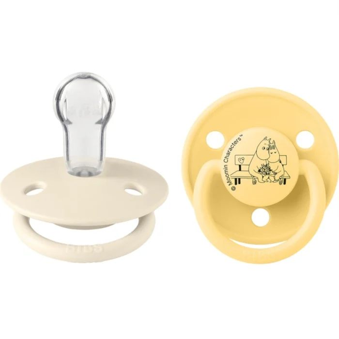 BIBS x Moomins Pacifier De Lux Moomintroll 2-pack Silicone Ivory/Pale Butter, bild 2