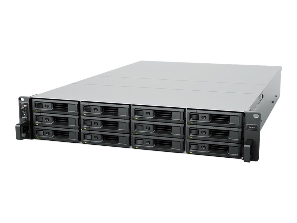 Synology SA3410, 12-bay NAS, Intel Xeon 8-Core 2,1GHz CPU, 16 GB RAM, 2x10GbE, rackmonterbar 2U