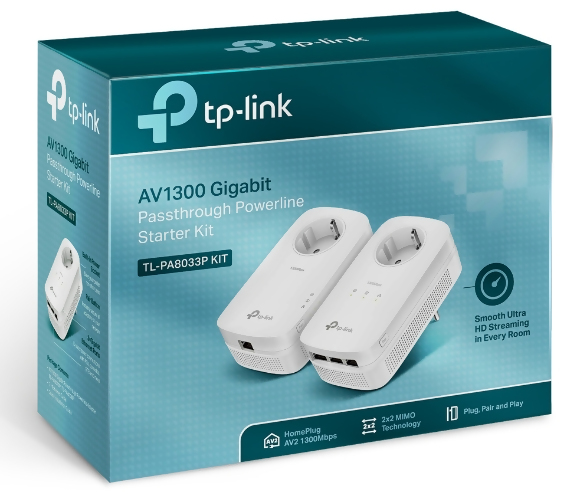 AV1300 3-Port Gigabit Passthrough Powerline Starter Kit