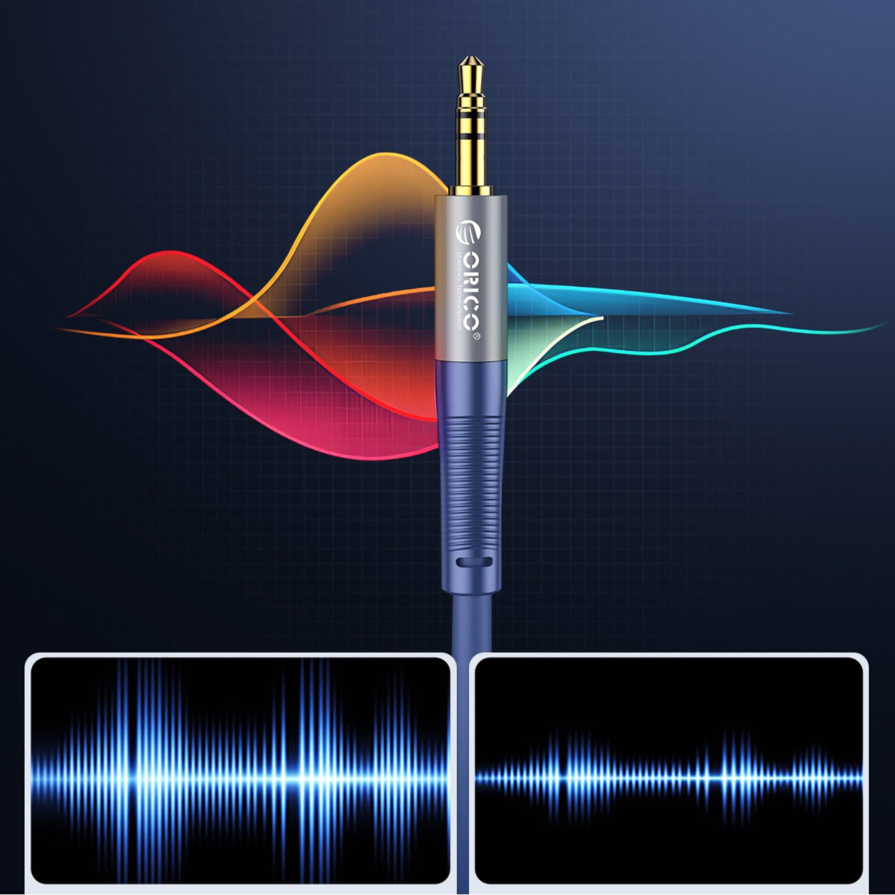 Orico AXRF ljudkabel, 3,5 mm minijack till 2x RCA-honkontakt, 1,5 m – blå, bild 5