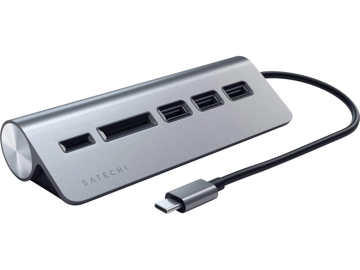 Satechi USB-C Aluminium USB-hubb & Minneskortläsare Rymdgrå, bild 3