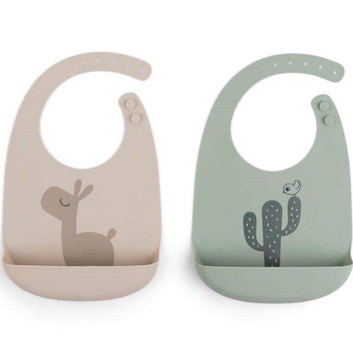 Done by Deer Silicone Bib 2-pack Lalee, Sand/Green