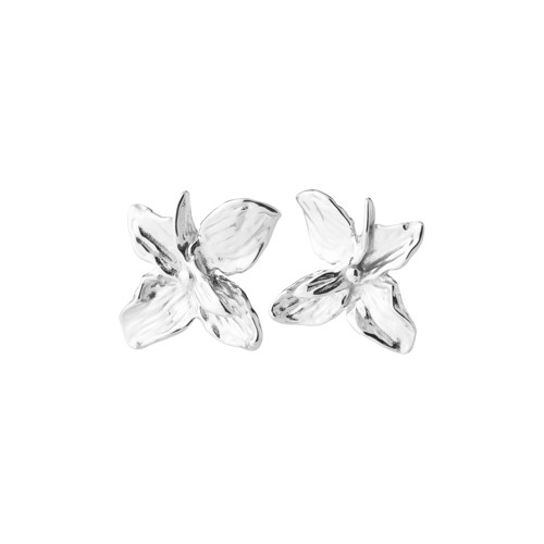PILGRIM - TRACE Flower Earrings - Silver-Plated - 30 mm
