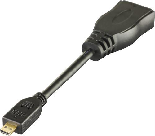 DELTACO Micro HDMI ha - HDMI ho 0,1m, svart
