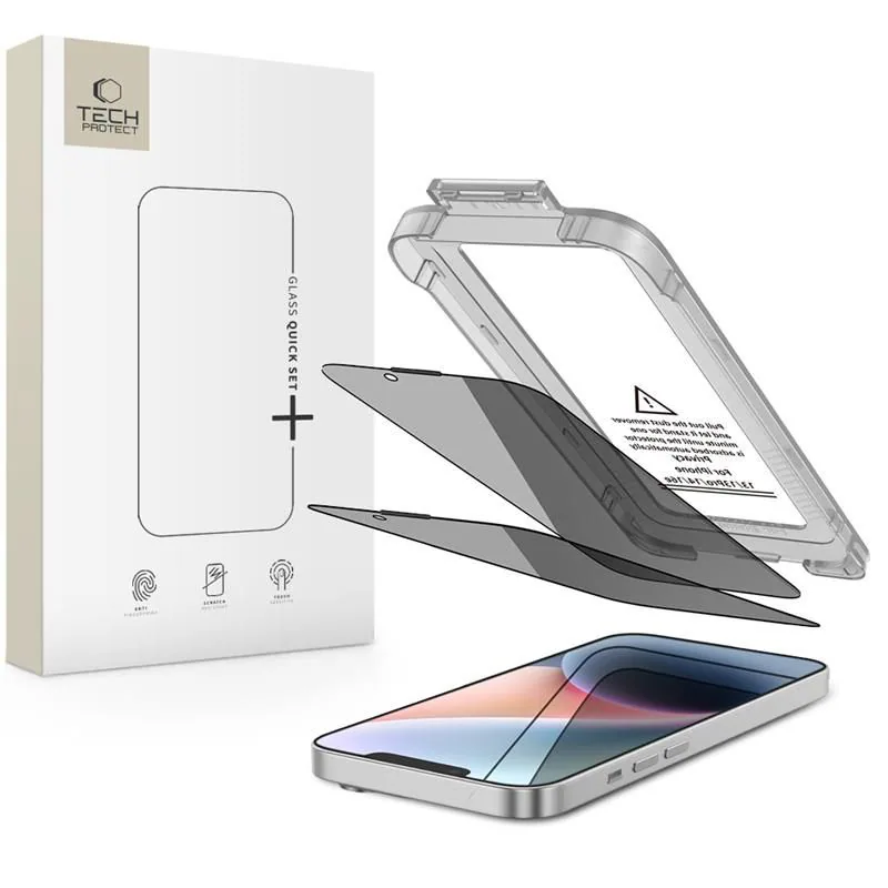 Tech-Protect Quick Set Spy+ Privacy Glass 2-pack för iPhone 13 / 13 Pro / 14 / 16e