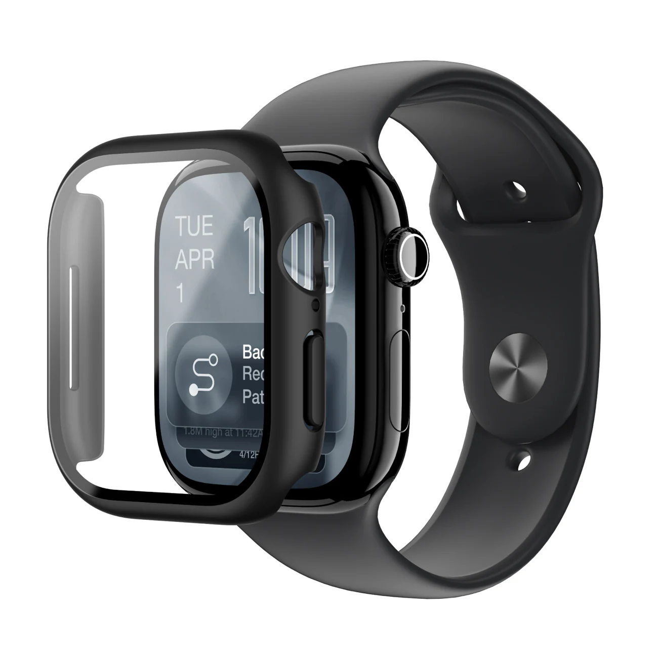 AmazingThing Radix glasskärmskydd med fodral för Apple Watch Series 11 46mm - Svart