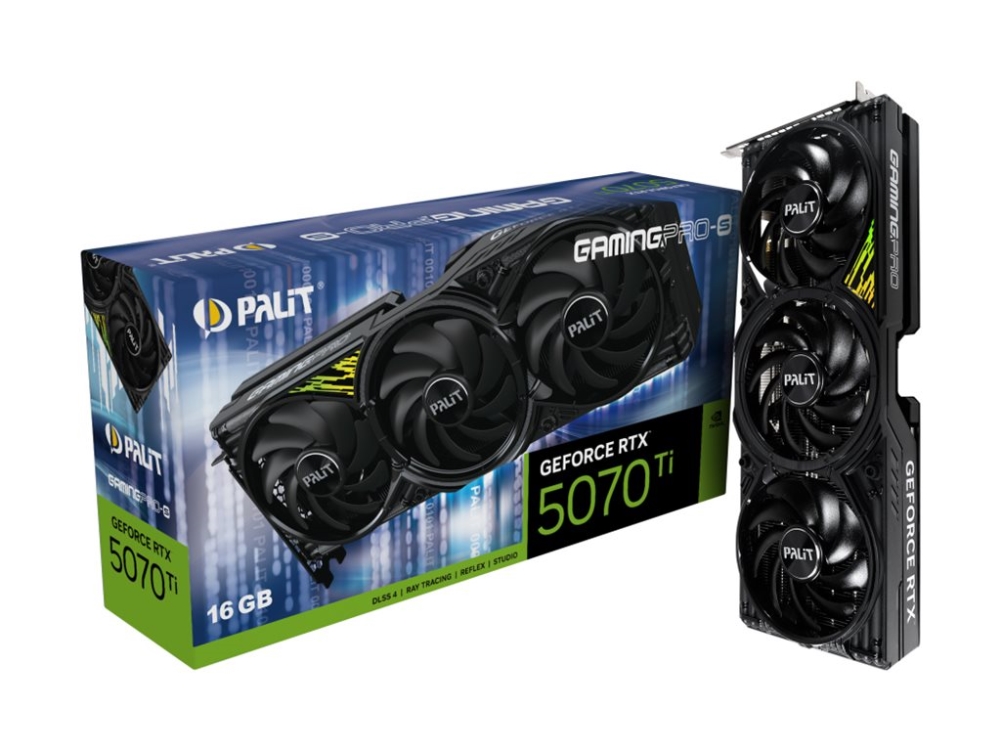 Palit GamingPro-S - Grafikkort - GeForce RTX 5070 Ti - 16 GB GDDR7 - PCI Express 5.0 - 3 x DisplayPort, HDMI