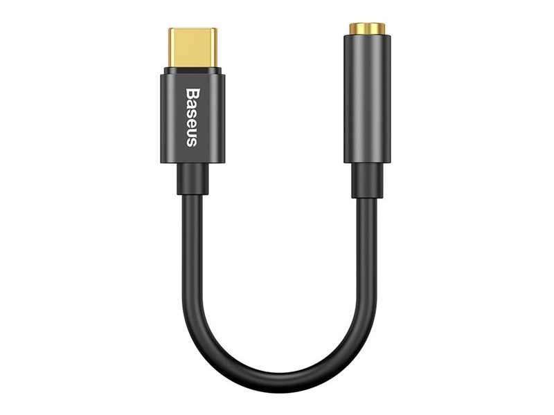 BASEUS L54 - USB-C till uttagsadapter för hörlurar - 24 pin USB-C hane till mini-phone stereo 3.5 mm hona - 9 cm - mörkgrå