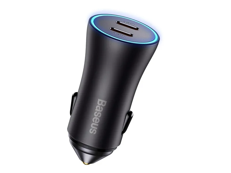 Baseus Golden Contactor Pro billaddare, 2x USB-C, 40W (grå)