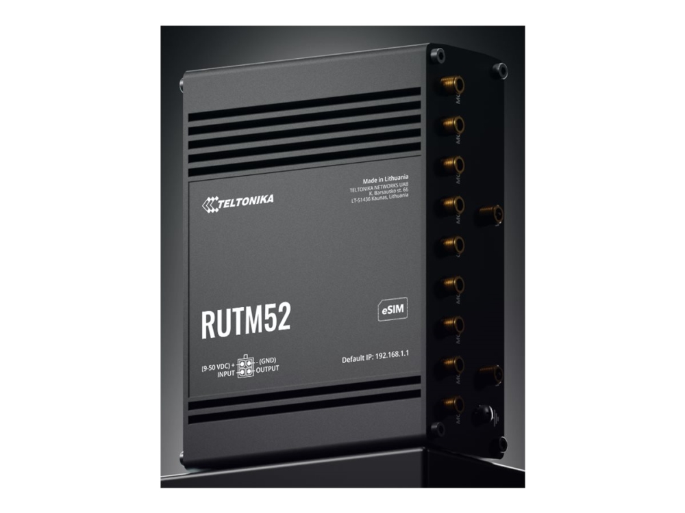 Teltonika RUTM52, Wi-Fi 5 (802.11ac), Dual-band (2,4 GHz / 5 GHz), Ethernet LAN, 5G, Sort, Industriel router