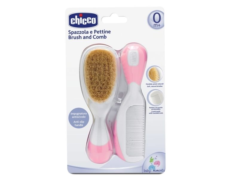 Chicco Brush And Comb Natural Hair Rose 0 Months