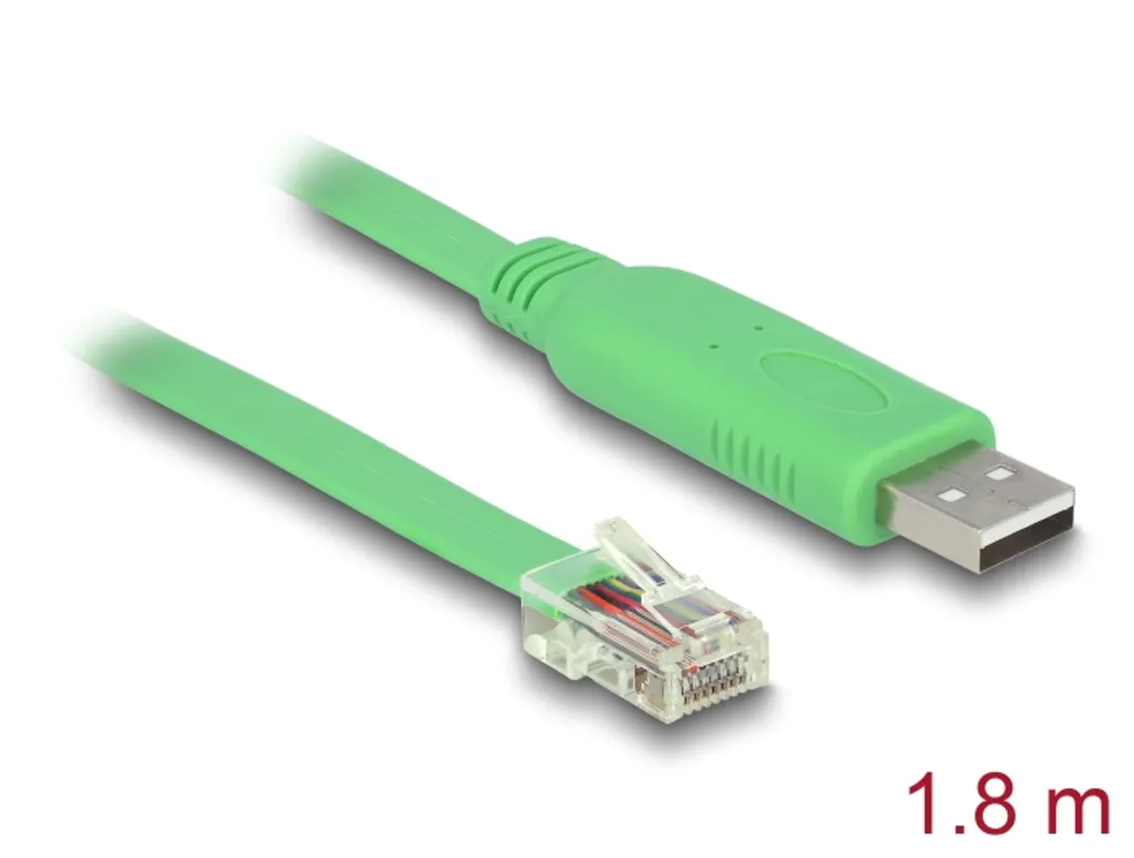 DELOCK Seriell kabel, USB 2.0 Typ-A hane till Seriell RS-232 RJ45 hane, 1,8 m
