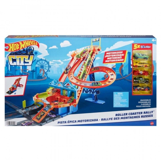 Hot Wheels City Roller Coaster Rally bilbana med 5 bilar, bild 2