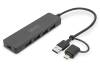 USB 3.0-hub Digitus Slimline Hub, 4xUSB 3.0, med USB-C-adapter