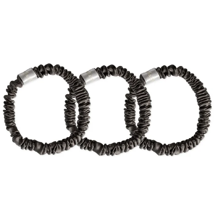 Cloud & Glow Silk Scrunchies 1 cm Charcoal