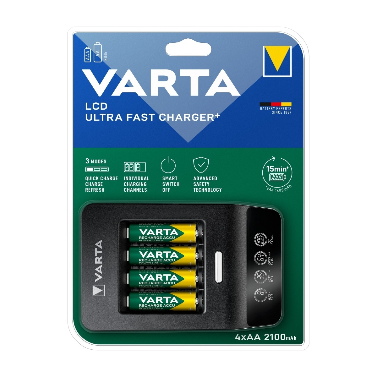 VARTA LCD Ultra Fast laddare 4XAA