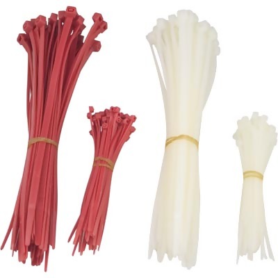 Deltaco Buntband, 100mm & 200mm, 200-pack, röd/vit