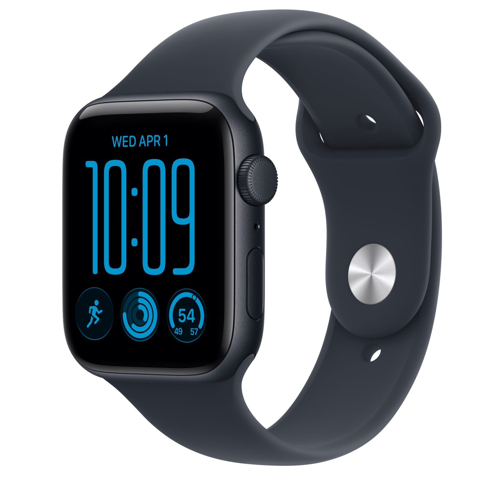 Apple Watch SE 3 GPS 44 mm midnatt aluminium, marinblå Sportband - S/M