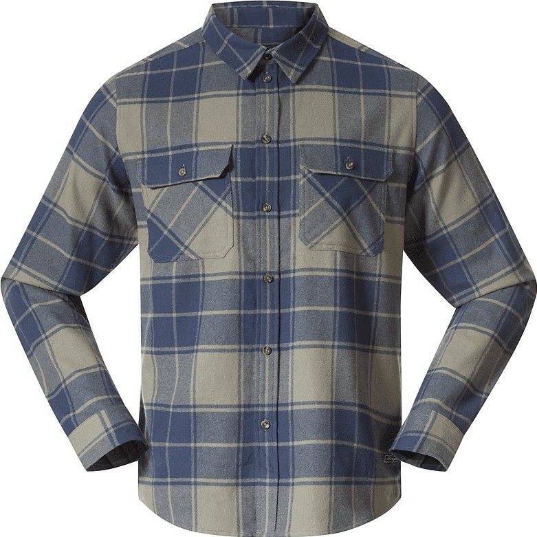 Bergans Nordmarka Flannel Shirt Men Green Mud/Navy Blue Check - S
