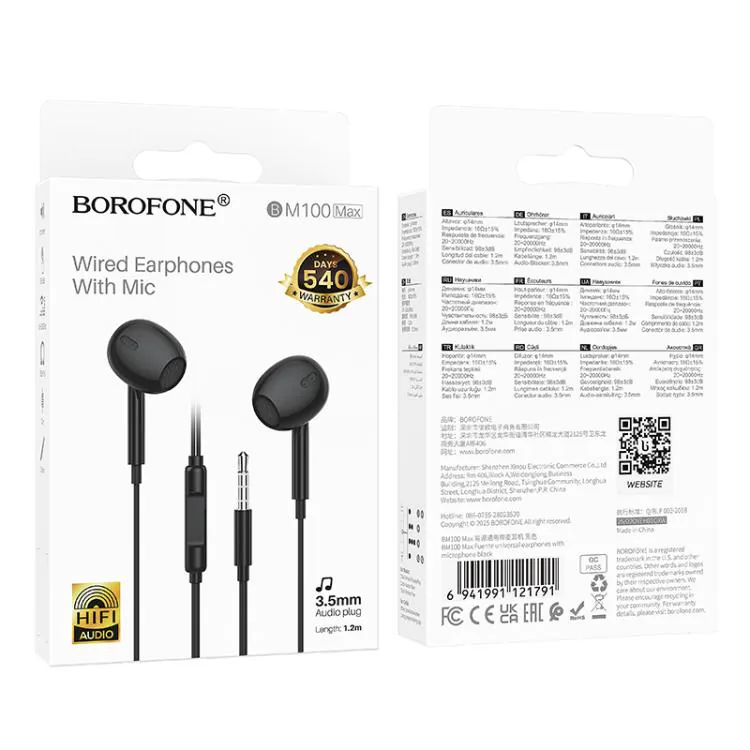 Borofone BM100 In-Ear Headset med 3,5mm 1,2m - Svart, bild 4