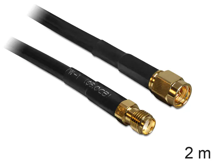 Delock Antennkabel SMA hane till SMA hona CFD/RF200 låg förlust, 2m
