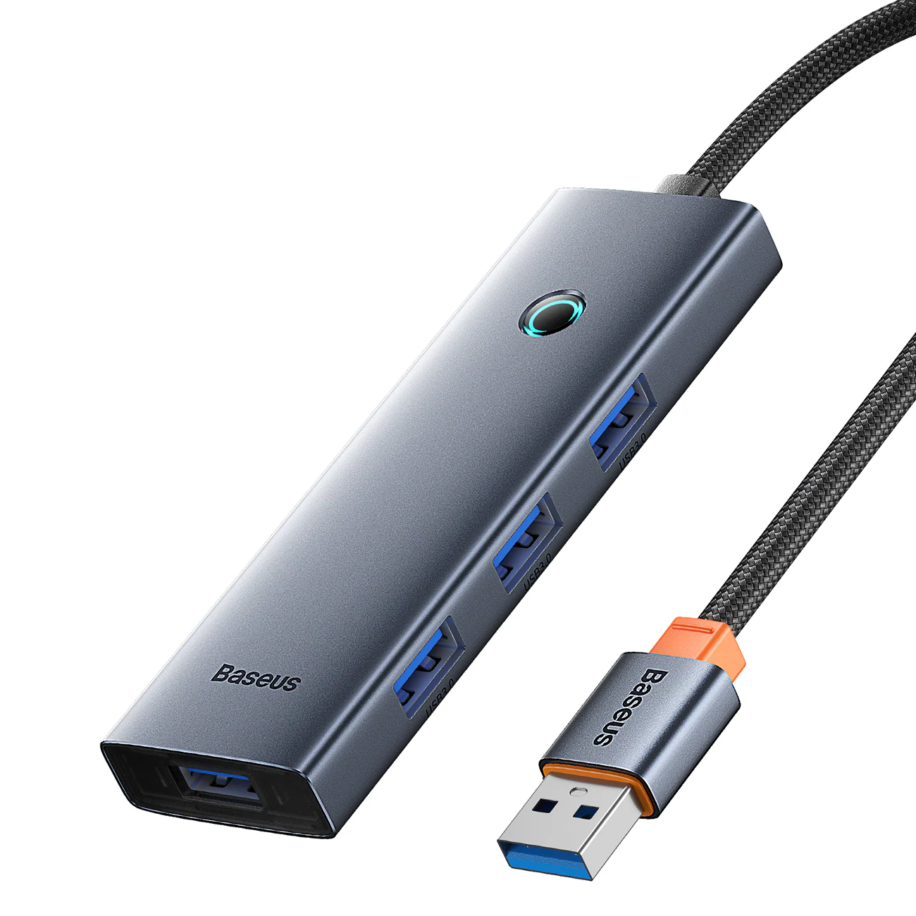 Baseus UltraJoy-serien USB-A-hubb, 4xUSB-A 3.0, 1xUSB-C, 5 V, 50 cm – grå