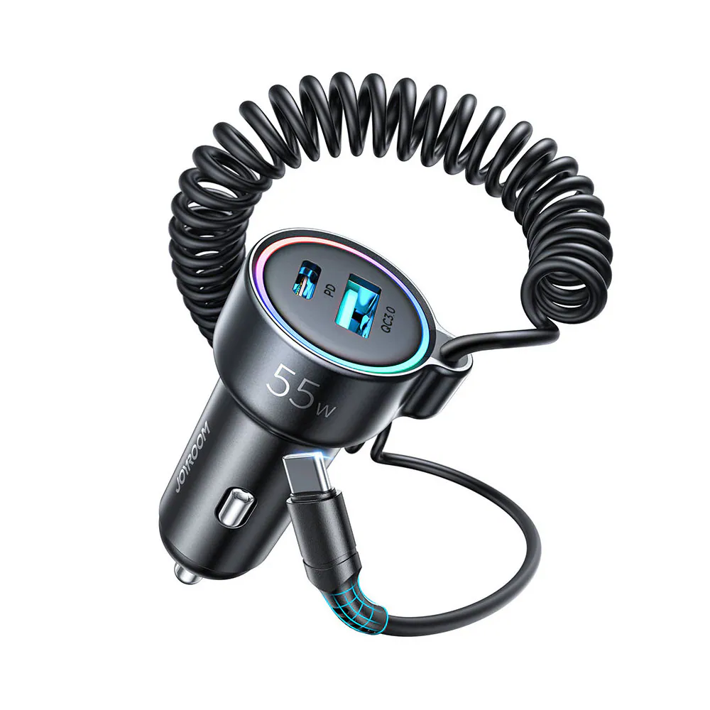 Joyroom Billaddare med USB, USB-C & USB-C-kabel 1,5m 55W, bild 2