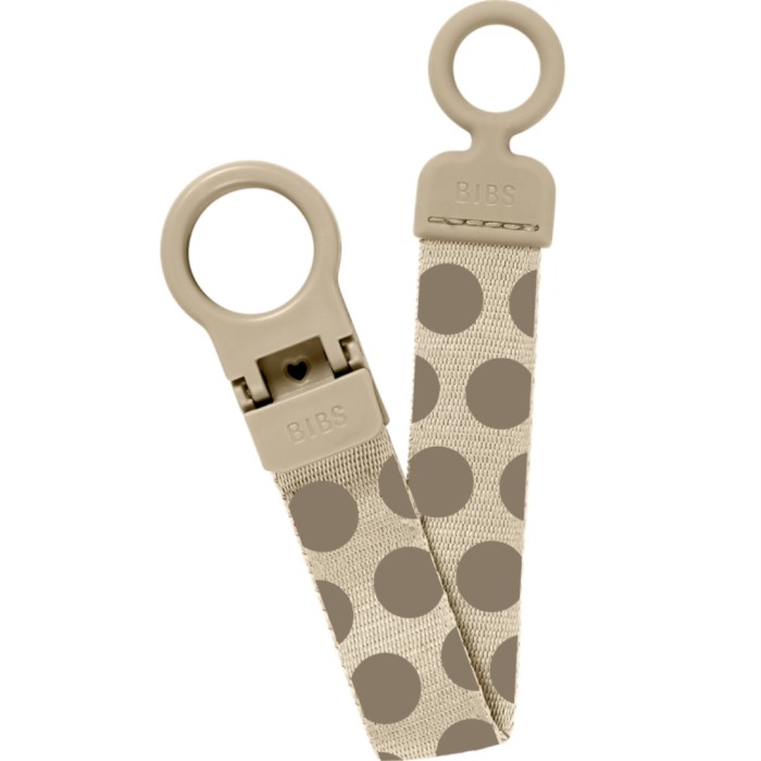 BIBS Studio Pacifier Clip Loop Polka Mega Vanilla Dark Oak