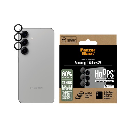 PanzerGlass Samsung Galaxy S25 Hoops kameralinsskydd, svart