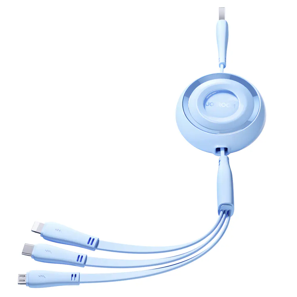 Joyroom S-A40 Utdragbar 3-i-1 USB-kabel – 1m – Blå