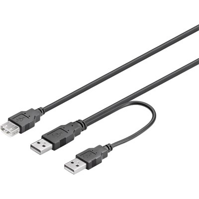 DELTACO USB 2.0 strömkabel 2xA-ha-1x A-ho, 0,3m