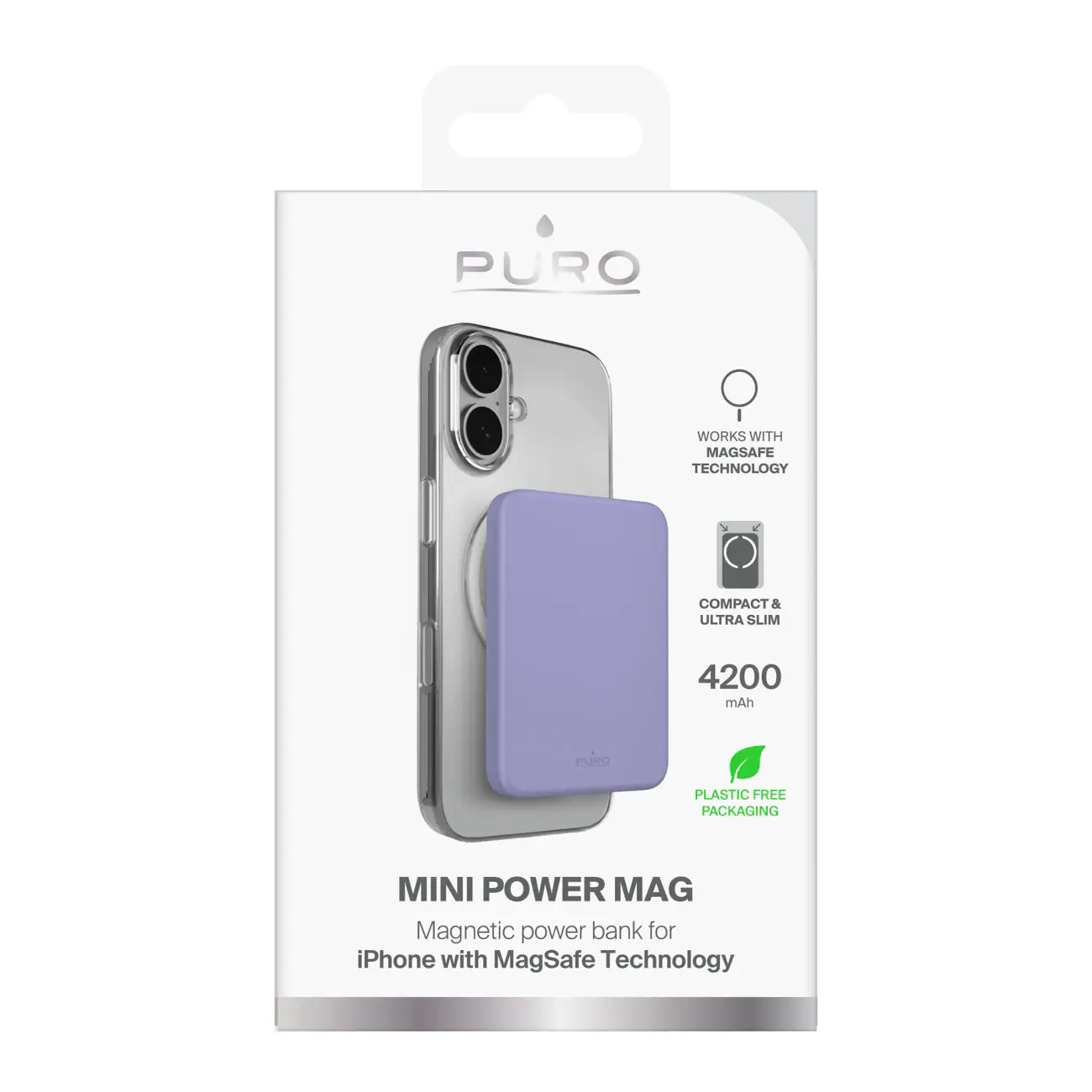 Puro 4200 mAh ultratunn MagSafe-kompatibel USB-C-powerbank – Lila, bild 2