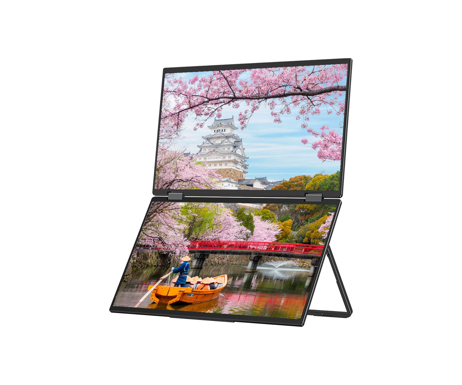 2x15.6" Japannext Mobile Dual Monitor, Full HD IPS 1920x1080, HDR, USB-C/HDMI, högtalare, bild 3