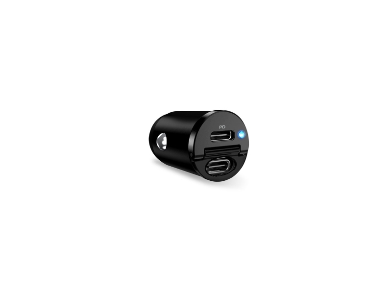 PURO Mini billaddare Bullet 2-port USB-C snabb laddning och strömförsörjning 30W