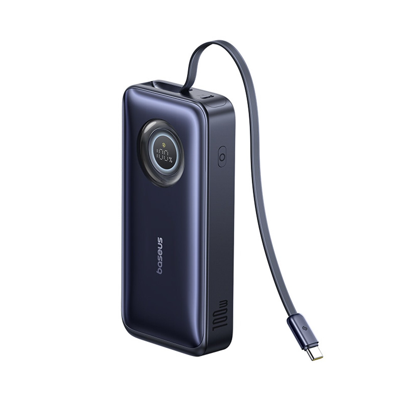 Baseus EnerCore CR11 20 000 mAh 100 W powerbank med utdragbar USB-C-kabel – svart, bild 2