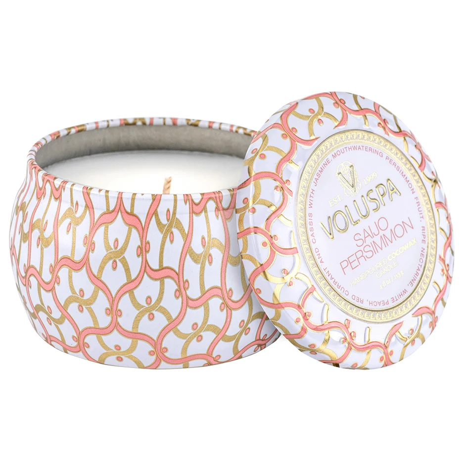 Voluspa Saijo Persimmon Maison Blanc Decorative Tin Candle 25h