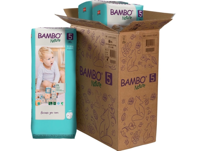 Barnbyxor/diapers, tejpbara, miljömärkt, Bambo Nature, storlek 5, tpack (3 st)