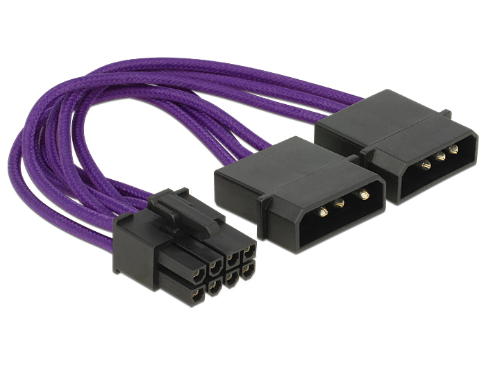 Adapter för 2x4-pin Molex till 8-pin PCI-Express, 15 cm, DeLOCK - Lila, bild 4