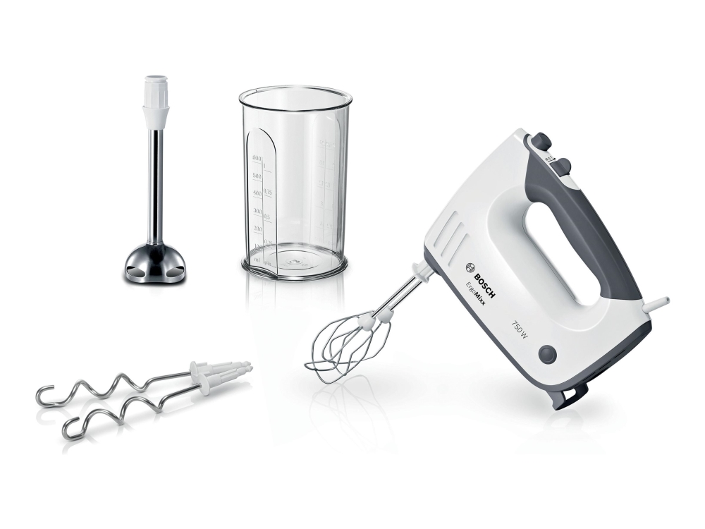 Bosch ErgoMixx MFQ37470 - Handmixer/handblandare - 750 W - vit / grå
