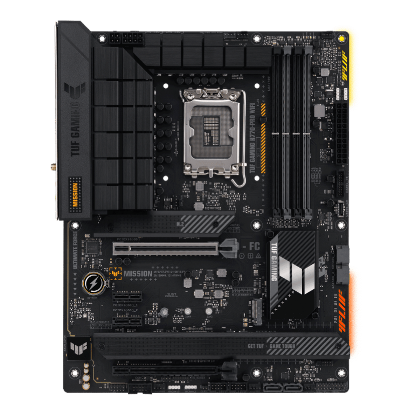Asus TUF GAMING H770-PRO WIFI, Intel LGA1700, 2xPCI Express, ATX, 4xDDR5, 4xM.2 + SATA3 RAID, HDMI/DP, USB-C, 2.5Gbe LAN, WiFi 6, Bluetooth 5.2, Aura Sync RGB, bild 3