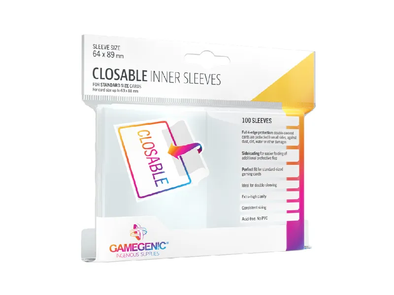 GameGenic Closable Inner Sleeves Clear 63 x 88 mm