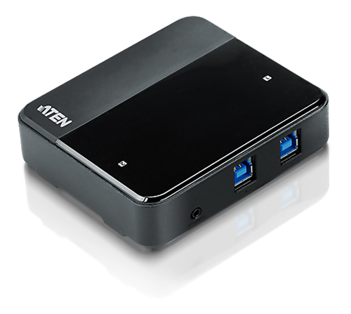 Aten USB 3.0 hubb för 2 datorer, 4xUSB A hona, 2xUSB B hona, svart
