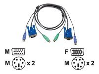 ATEN 2L-5003P/C - Tangentbords-/video-/muskabel - PS/2, HD-15 (VGA) (hane) till PS/2, HD-15 (VGA) - 3 m - för ATEN CS-142 MasterView CS-124, 84, 88, 9134 MasterView Lite CS142 MasterView Plus CS138