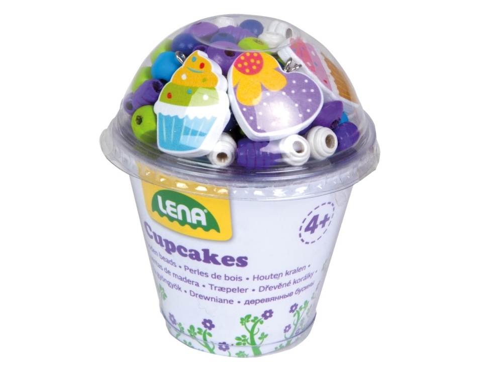 Träpärlor Cupcake Blå - Gör-det-själv-halsband