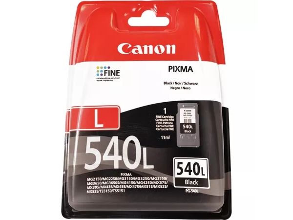 Canon PG-540L - L-storlek - svart - original - bläckpatron - för PIXMA MG2250, MG3250, MG3510, MG3550, MG3650, MG4250, MX395, MX455, MX475, MX525, MX535
